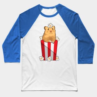 Hamster with Popcorn Baseball T-Shirt